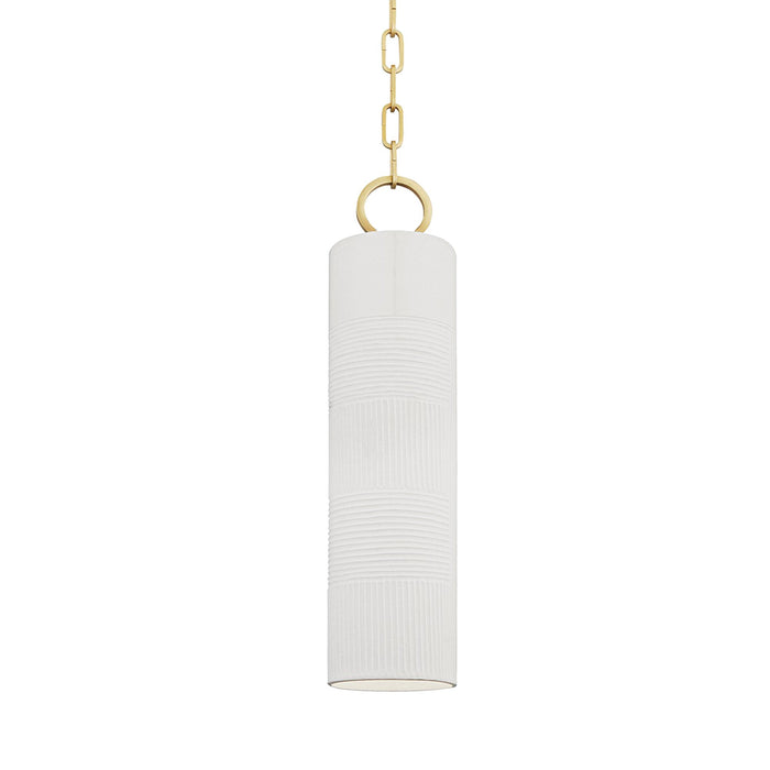 Brooklyn Pendant Light in Aged Brass/Soft Off White.