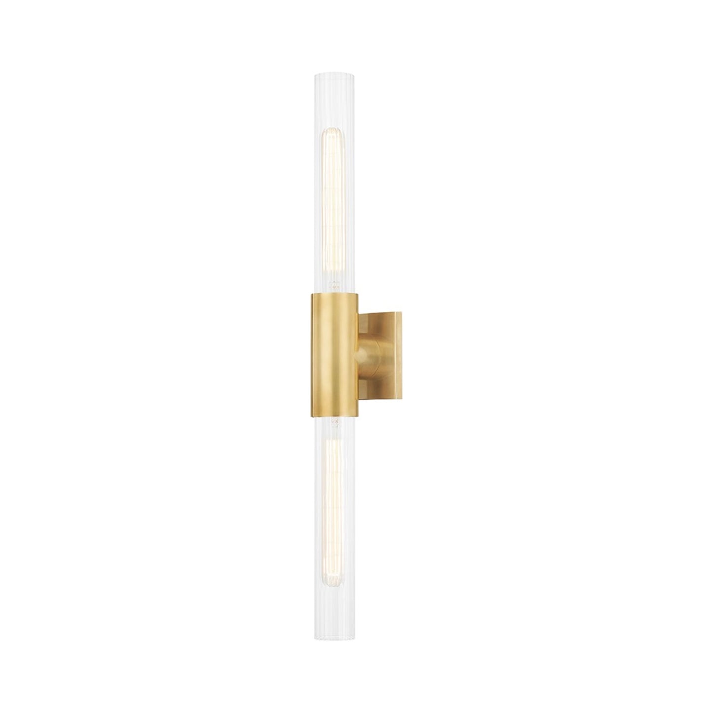 Asher Vanity Wall Light in Aged Brass.