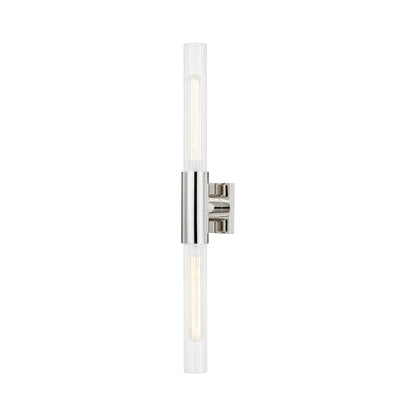 Asher Vanity Wall Light in Polished Nickel.