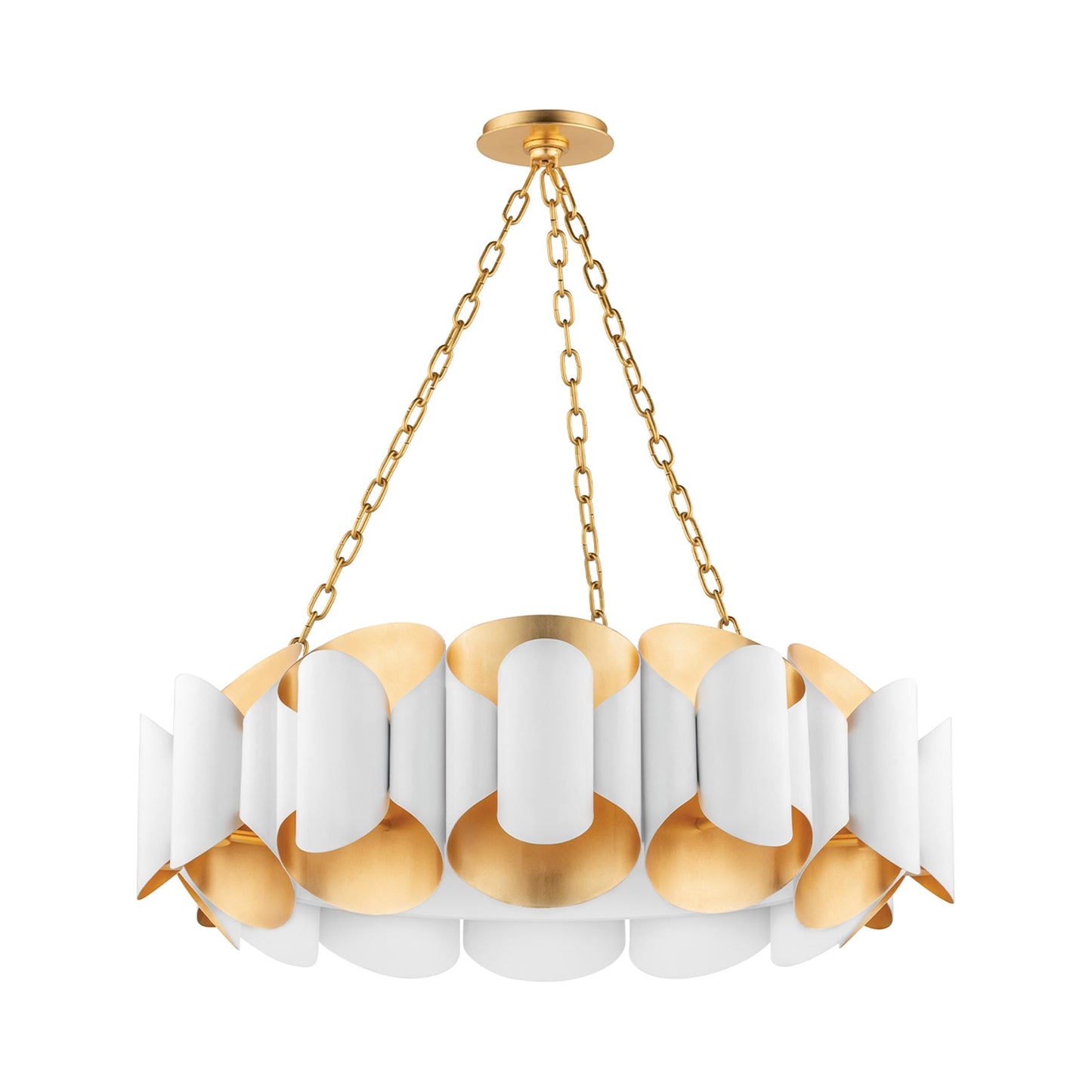 Banks Chandelier in Gold Leaf/White.