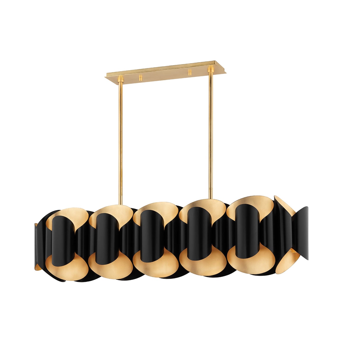 Banks Linear Pendant Light in Gold Leaf/Black.