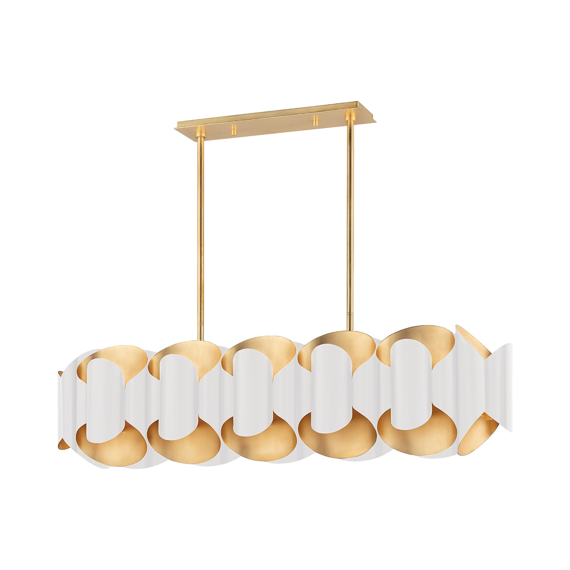 Banks Linear Pendant Light in Gold Leaf/White.