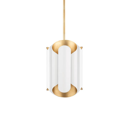 Banks Pendant Light in Gold Leaf/White.