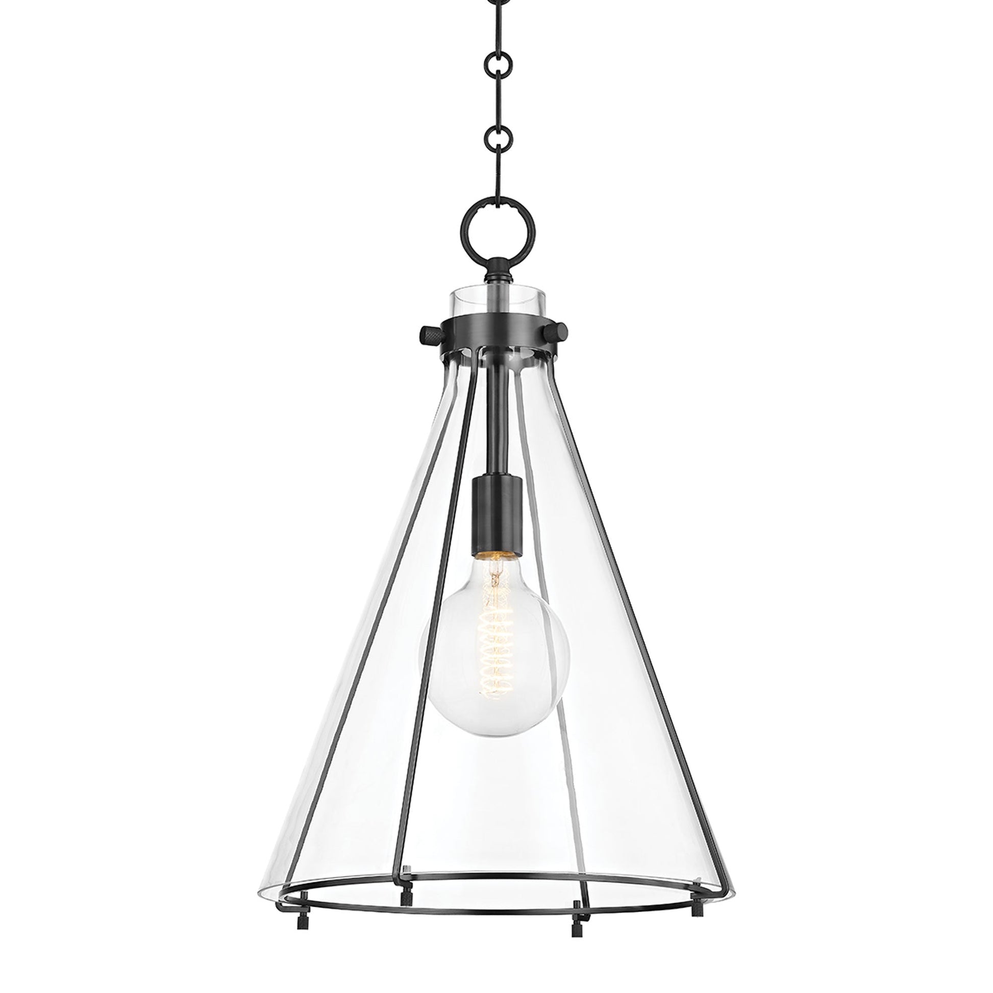 Eldridge Glass Pendant Light in Cone/Old Bronze.