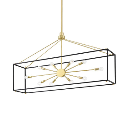 Glendale 10-Light Chandelier in Aged Brass/Black.