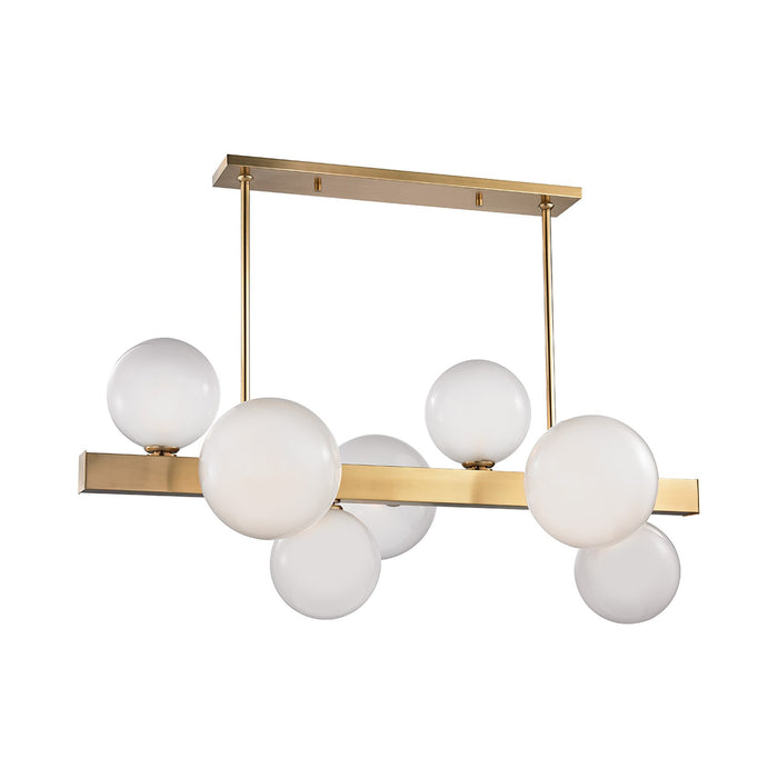Hinsdale Linear Pendant Light in Aged Brass.