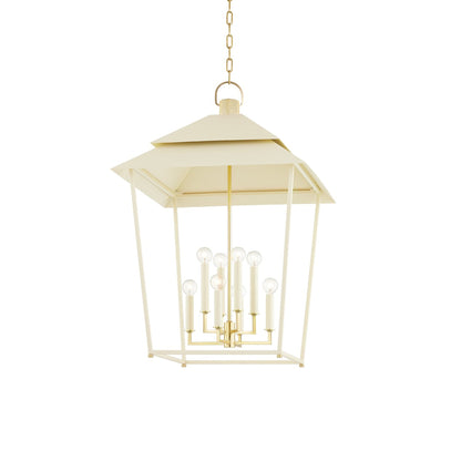 Natick Pendant Light in Aged Brass/Soft Sand (Large).