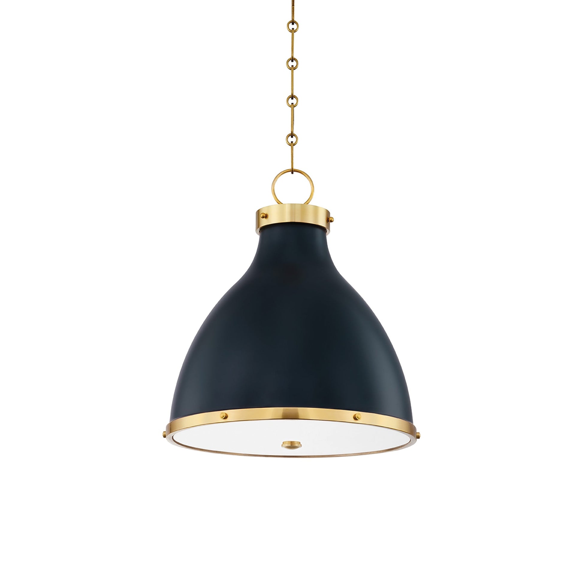 Painted No. 3 Pendant Light in Aged Brass/Darkest Blue.