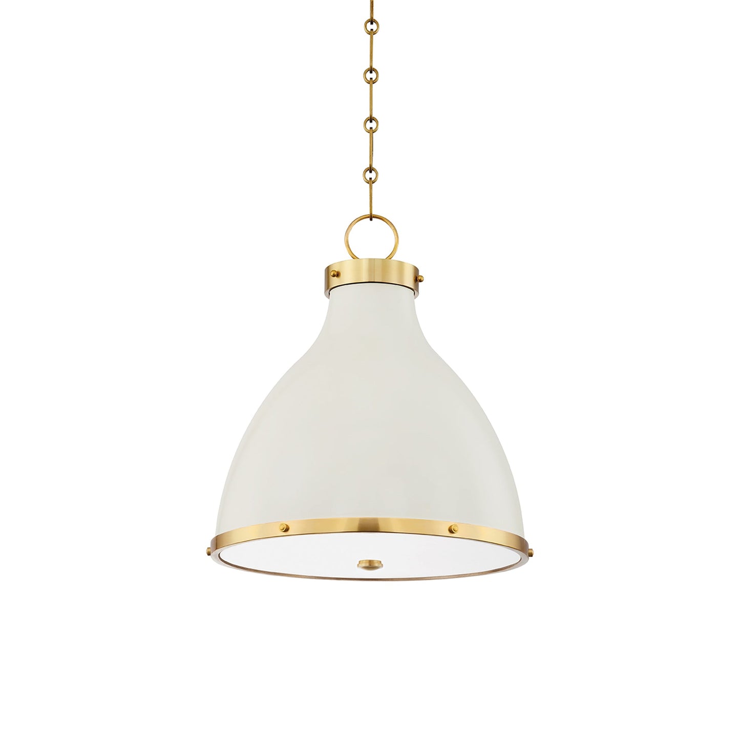 Painted No. 3 Pendant Light in Aged Brass/Off White.