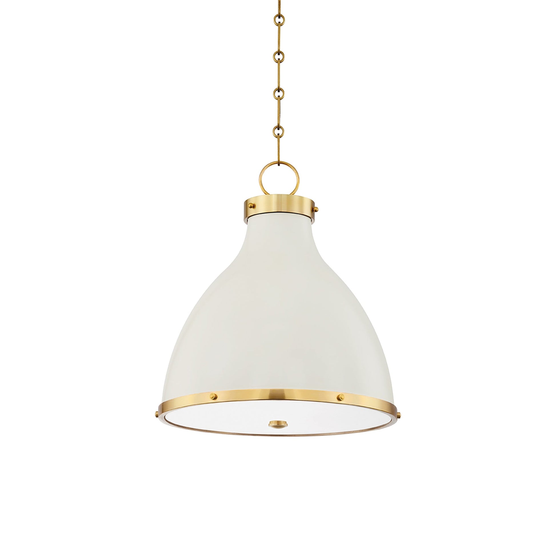 Painted No. 3 Pendant Light in Aged Brass/Off White (16.5-Inch).