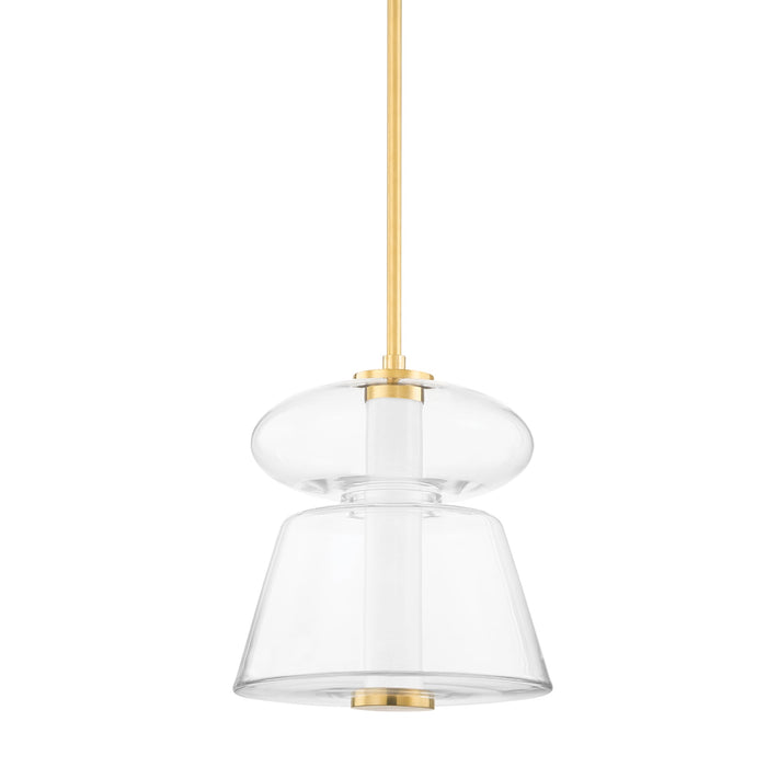 Palermo 5313 LED Pendant Light in Aged Brass.