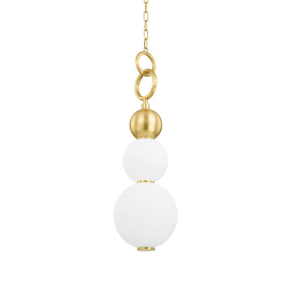 Perrin LED Pendant Light in Aged Brass.