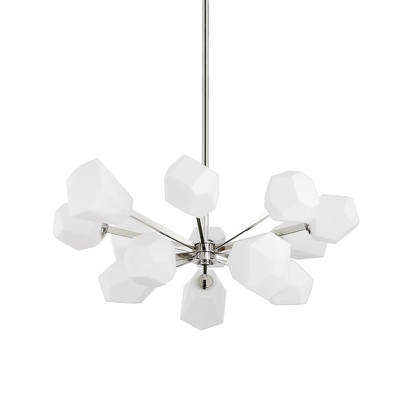 Tring LED Chandelier in Polished Nickel.