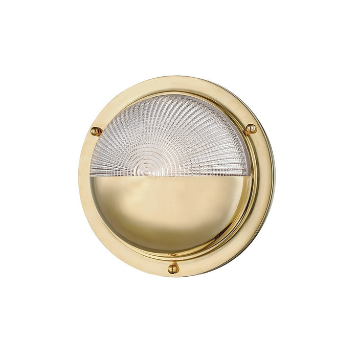 Hughes LED Wall Light in Aged Brass.