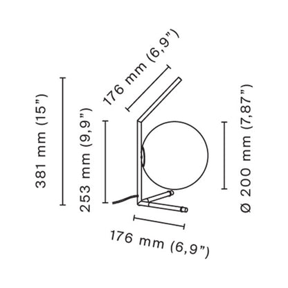 IC Lights T1 Low Table Lamp - line drawing.