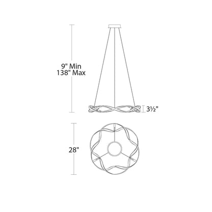 Interlace LED Pendant Light - line drawing.