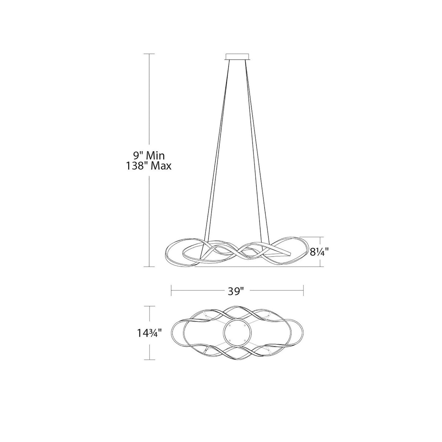 Interlace LED Pendant Light - line drawing.