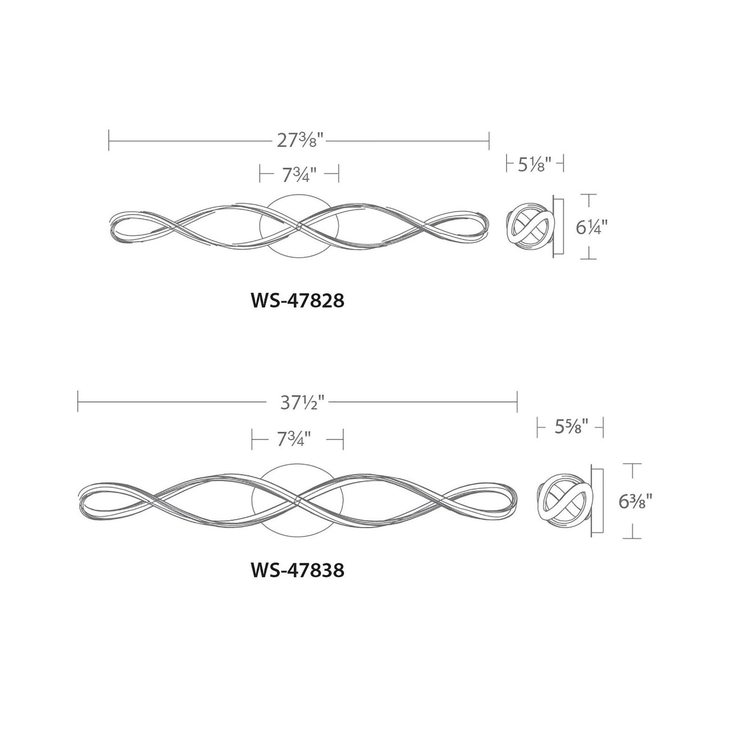 Interlace LED Bath Vanity Wall Light - line drawing.