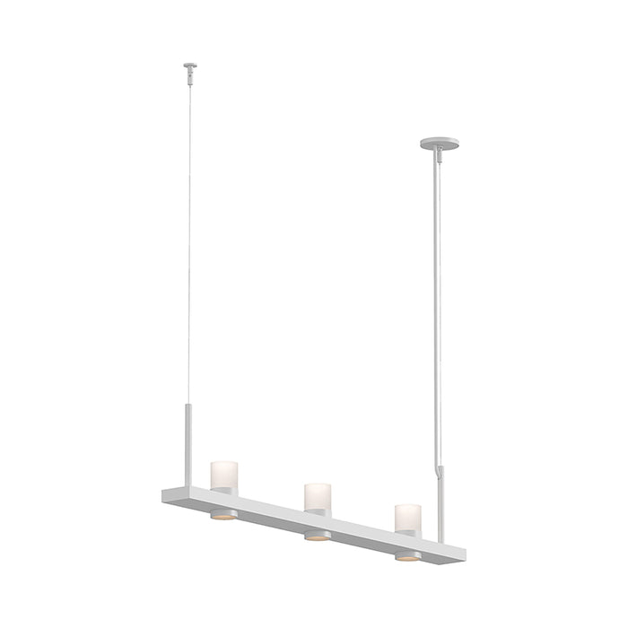 Intervals® LED Linear Suspension Light in Satin White/Etched Cylinder (3-Light).