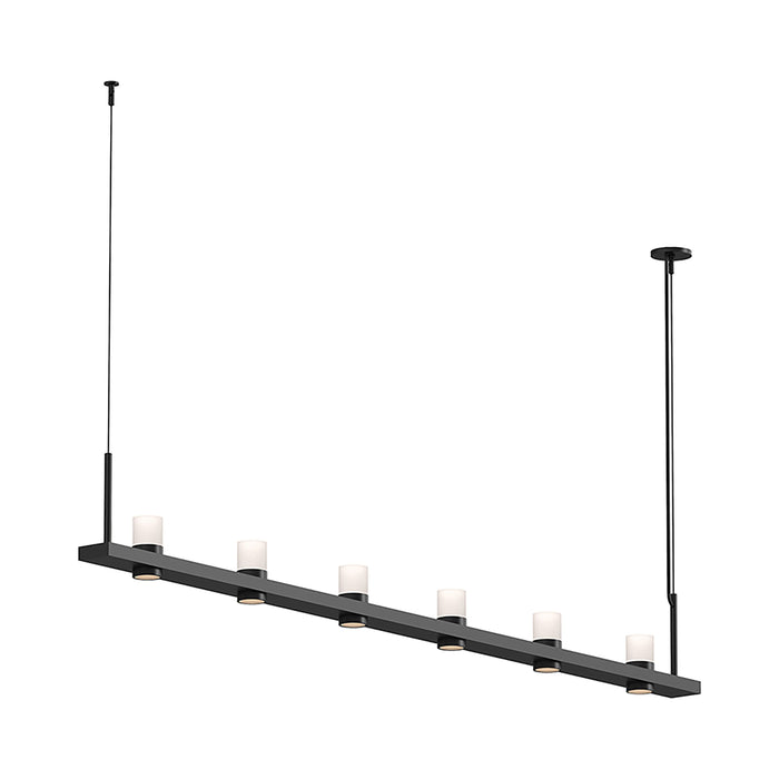 Intervals® LED Linear Suspension Light in Satin Black/Etched Cylinder (6-Light).