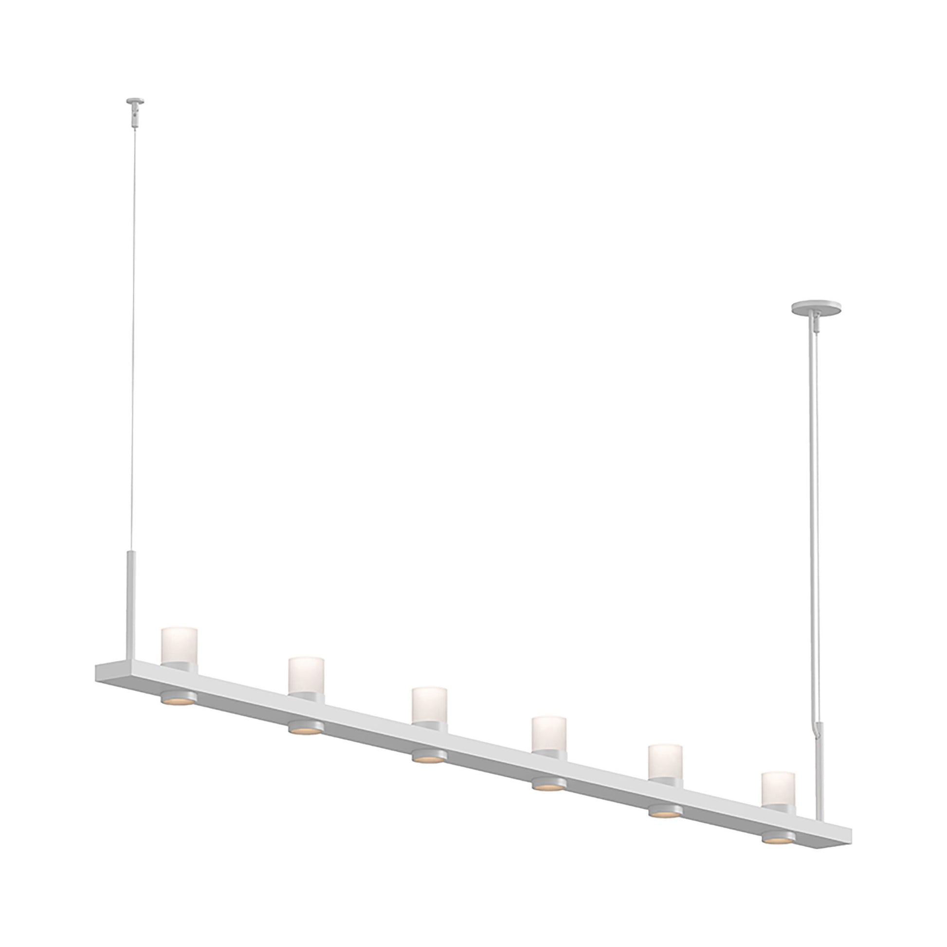 Intervals® LED Linear Suspension Light in Satin White/Etched Cylinder (6-Light).