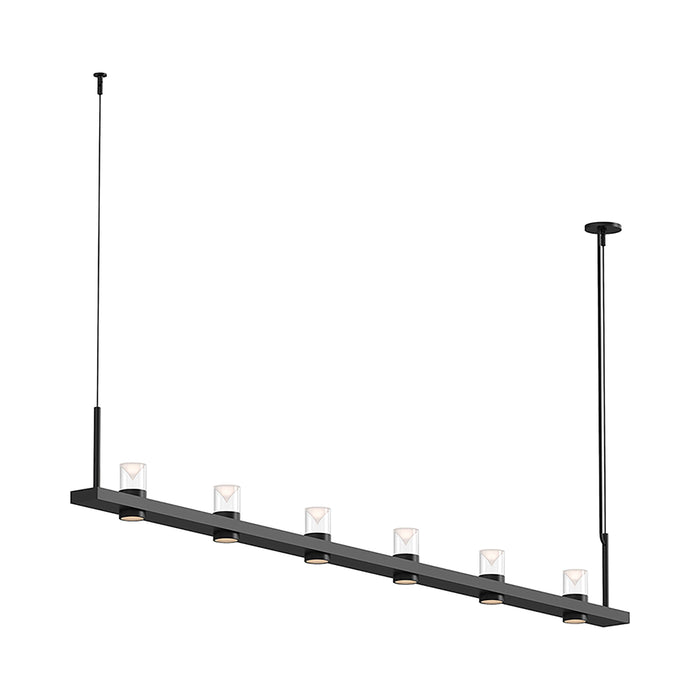Intervals® LED Linear Suspension Light in Satin Black/Clear with Cone (6-Light).