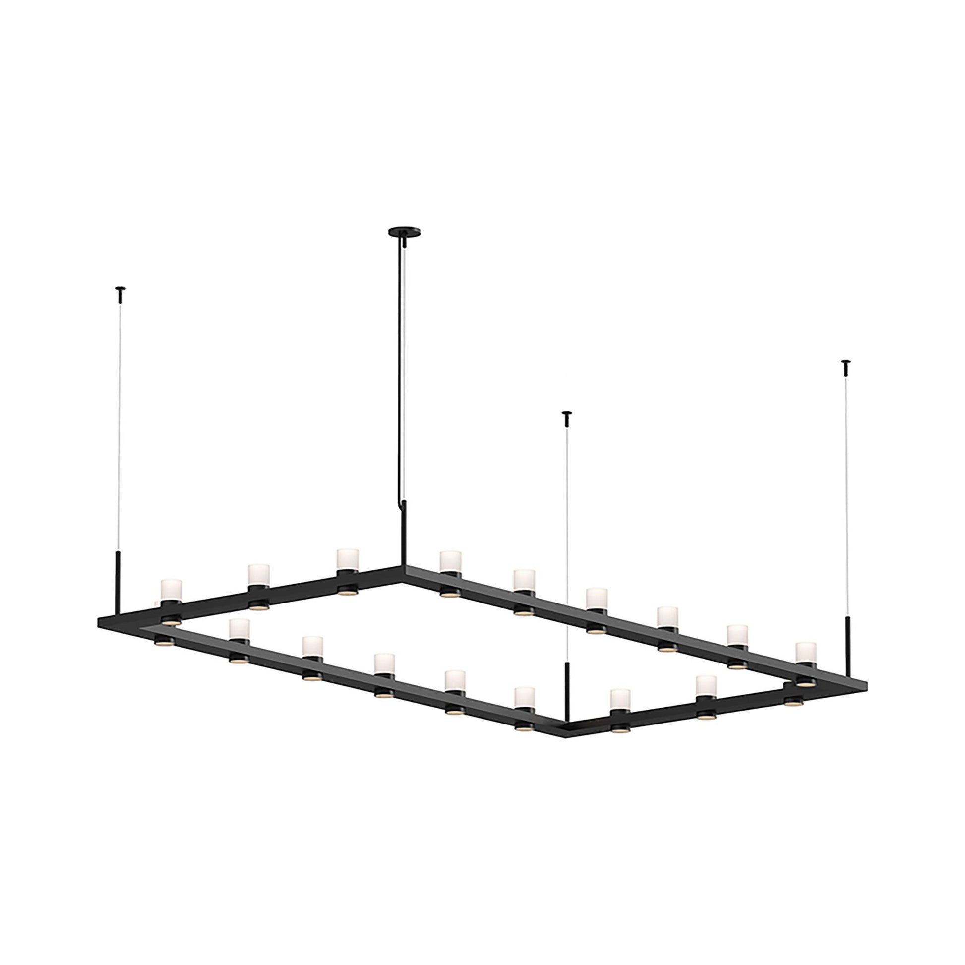 Intervals® Rectangle LED Suspension Light in Satin Black/Etched Cylinder Light.