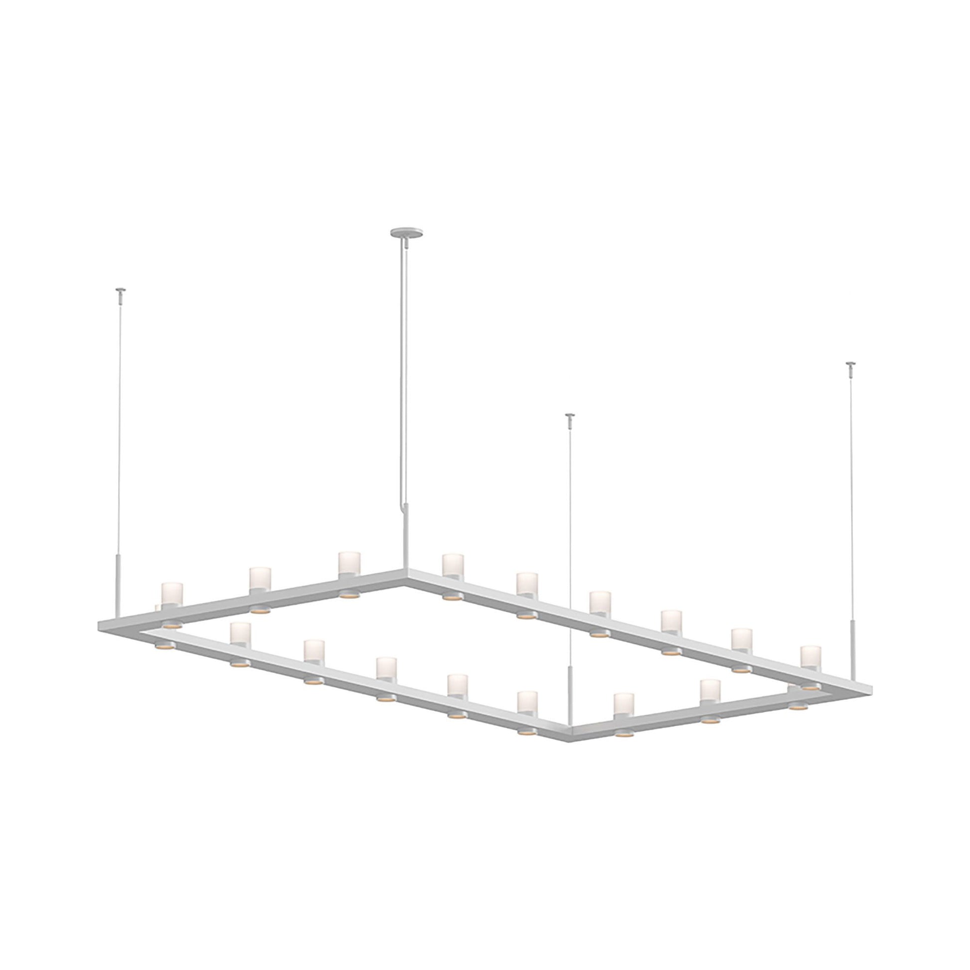 Intervals® Rectangle LED Suspension Light in Satin White/Etched Cylinder Light.