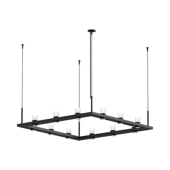 Intervals® Square LED Suspension Light in Satin Black/Etched Cylinder.
