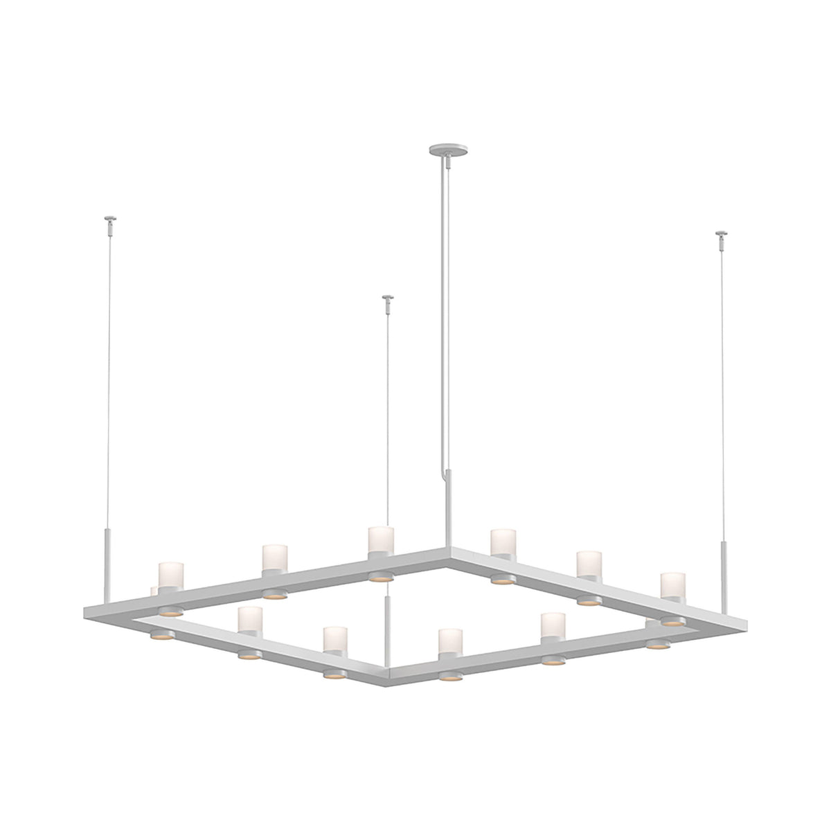 Intervals® Square LED Suspension Light in Satin White/Etched Cylinder.