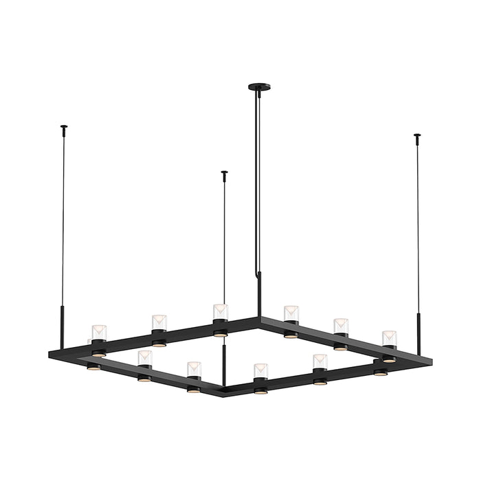Intervals® Square LED Suspension Light in Satin Black/Clear with Cone.
