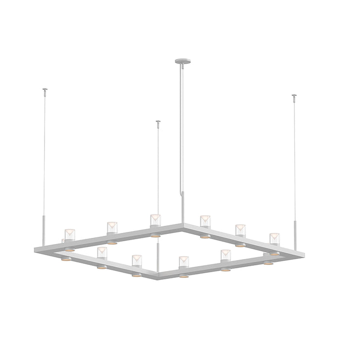 Intervals® Square LED Suspension Light in Satin White/Clear with Cone.