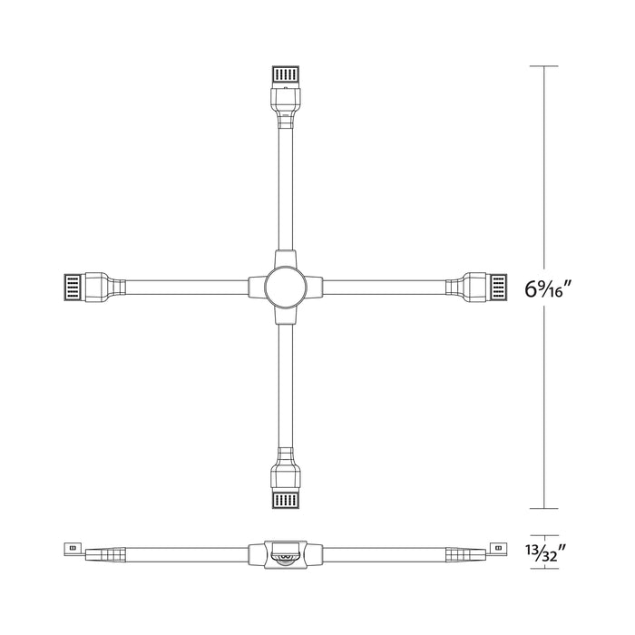 InvisiLED CCT Flex "X" Connector - line drawing.