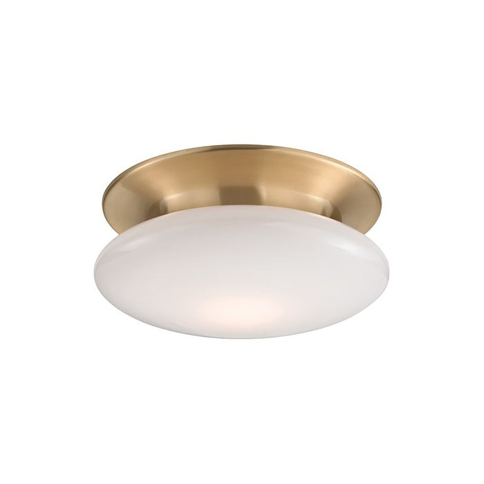 Irvington LED Flush Mount Ceiling Light in Small/Satin Brass.