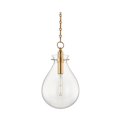 Ivy LED Pendant Light in Medium/Aged Brass.