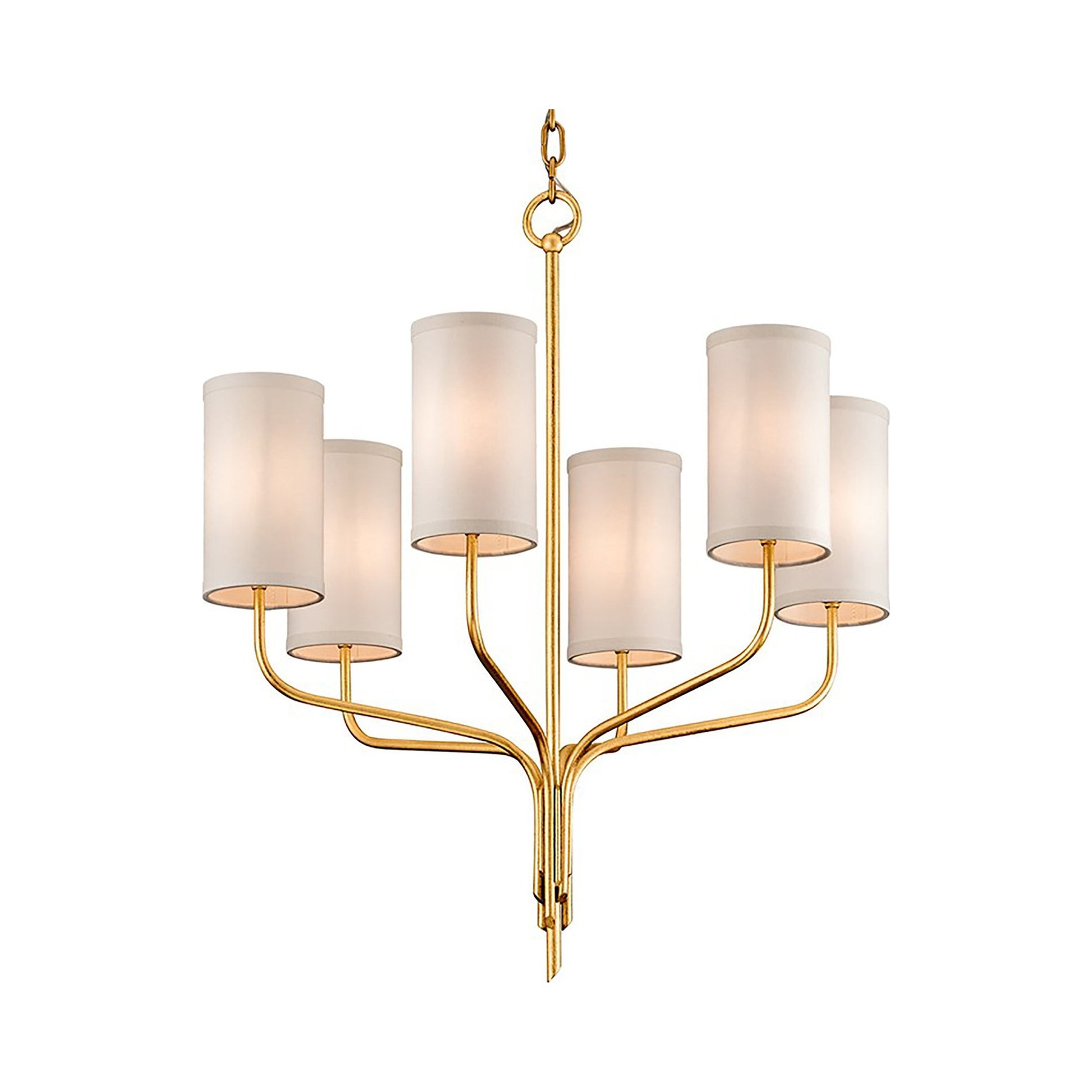 Juniper Chandelier in Textured Gold Leaf (6-Light).