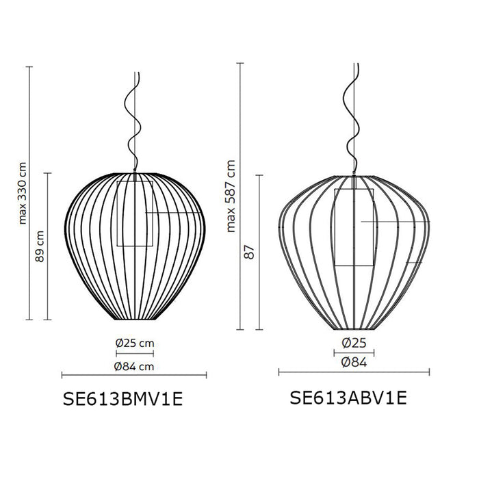 Cell Outdoor LED Pendant Light - line drawing.