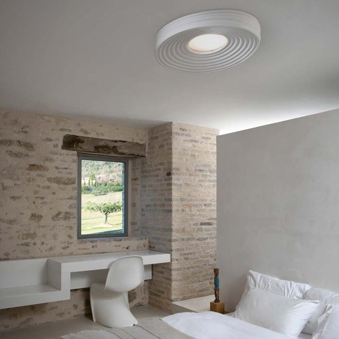R.O.M.A LED Semi Flush Mount Ceiling Light in bedroom.