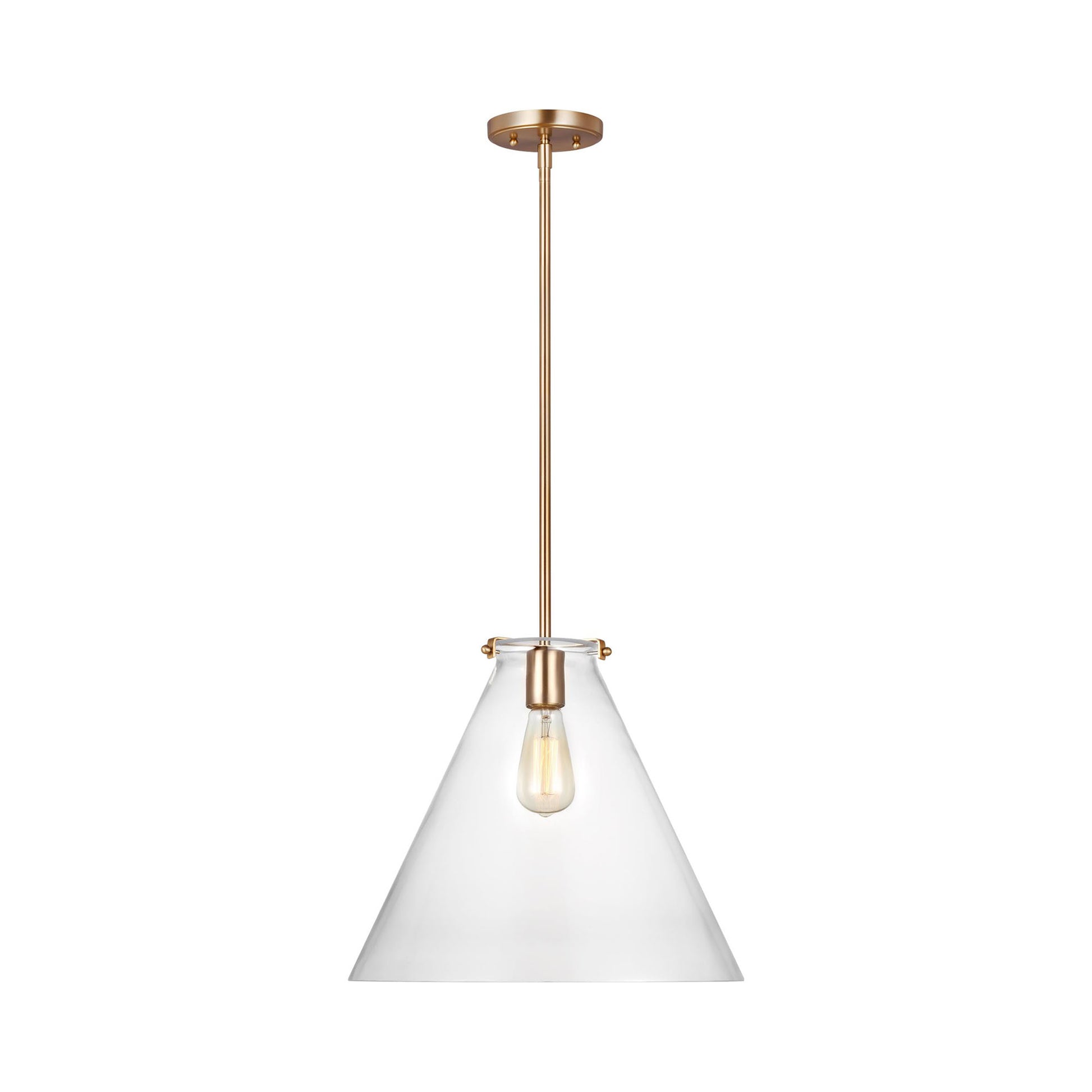 Kate Cone Pendant Light in Satin Brass.