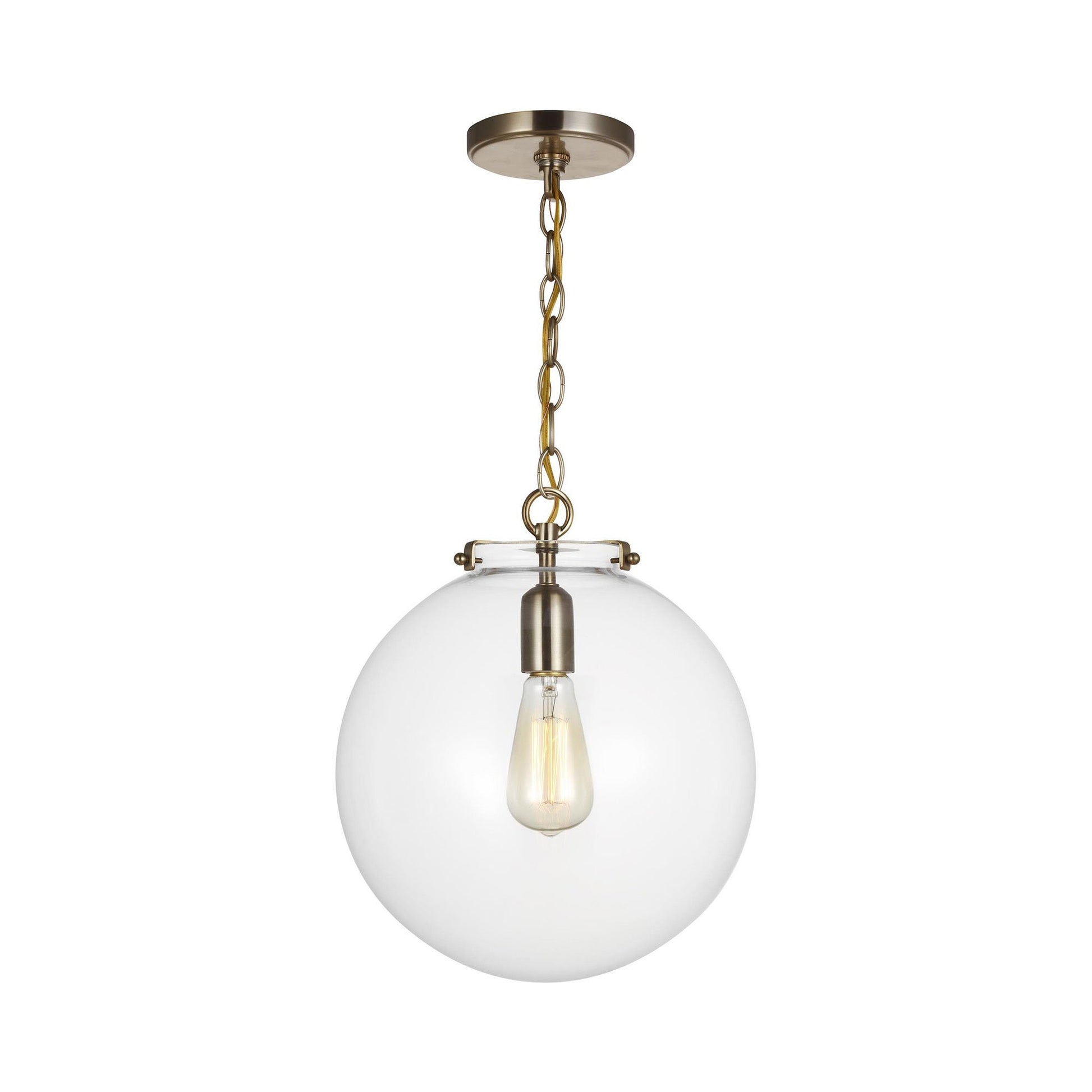 Kate Sphere Pendant Light in Satin Brass.