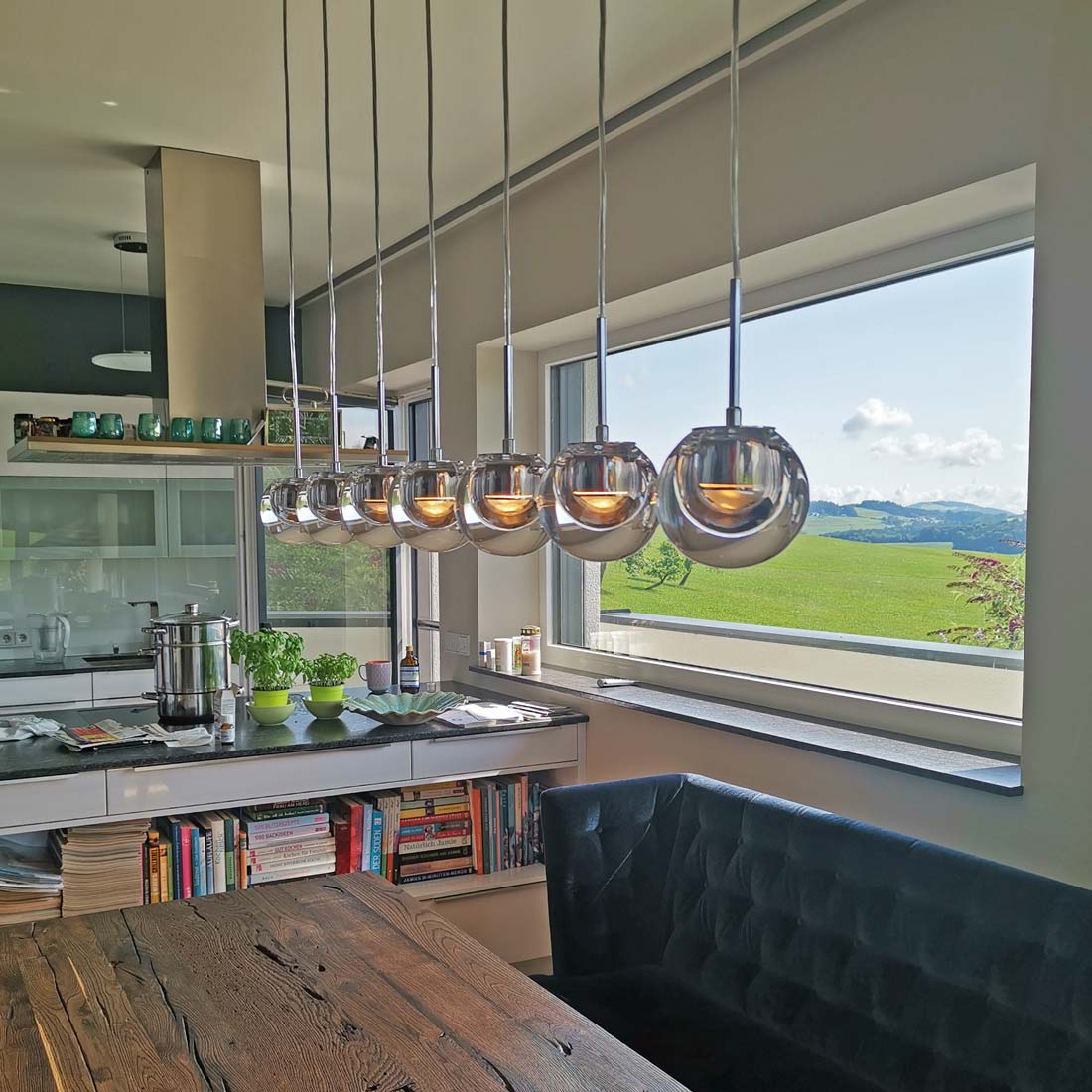 Dew LED Pendant Light in dining room.