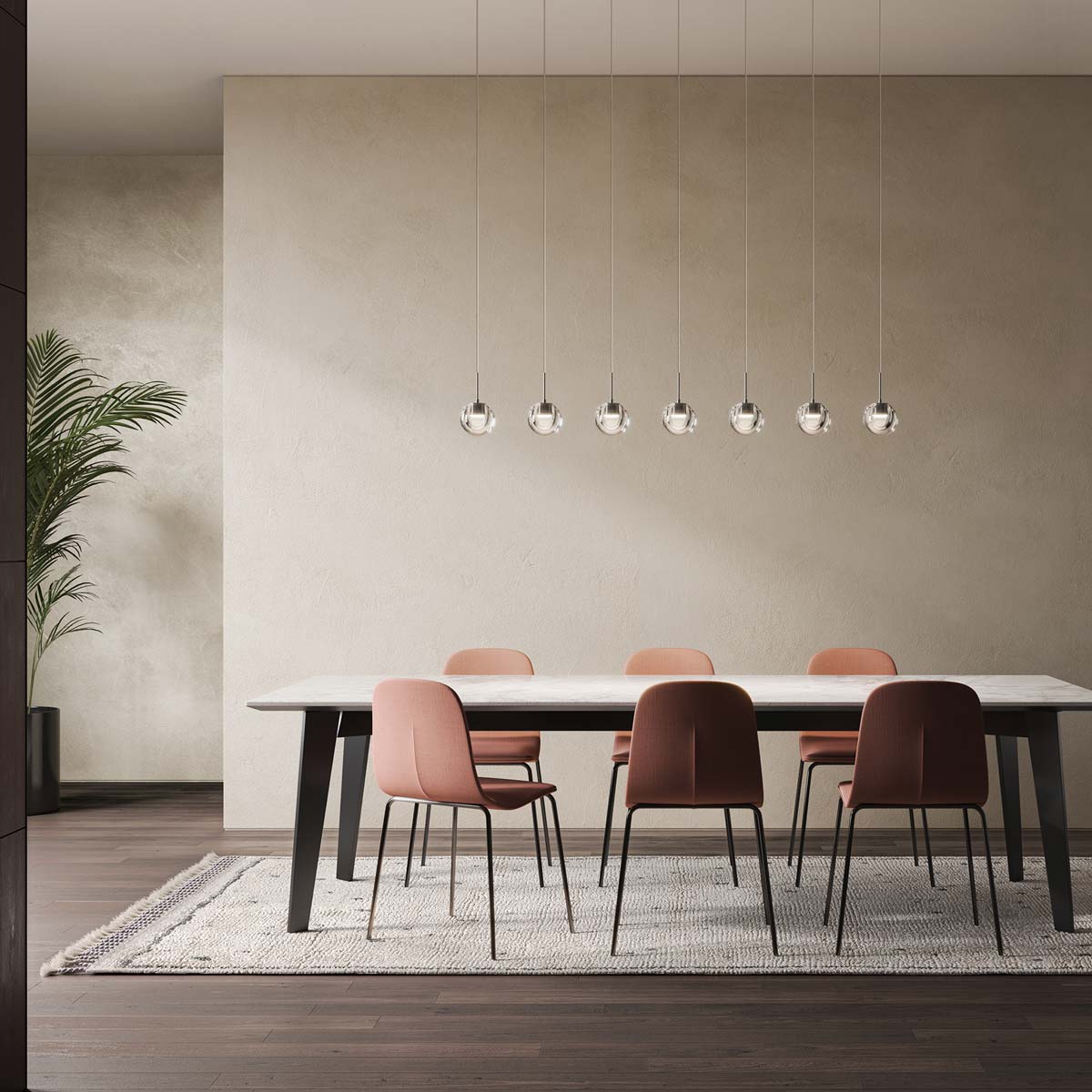 Dew LED Pendant Light in dining room.