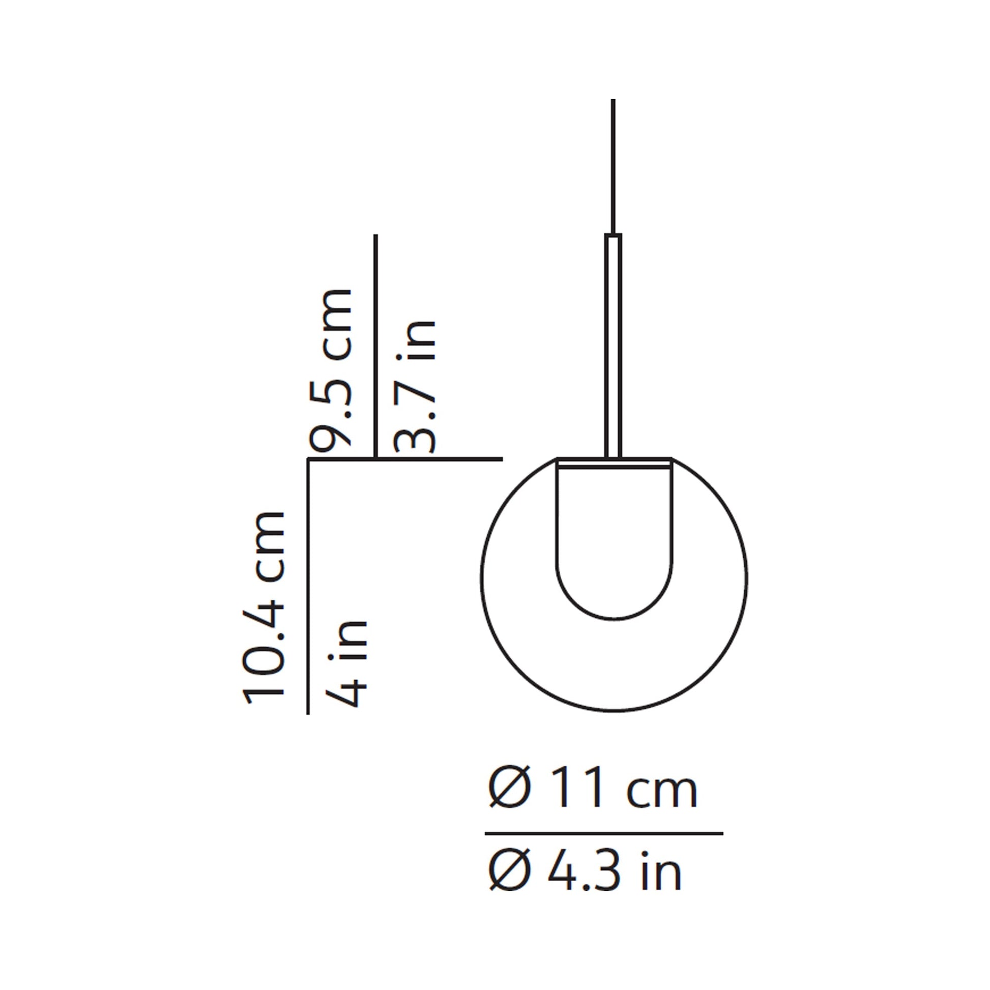 Dew LED Pendant Light - line drawing.