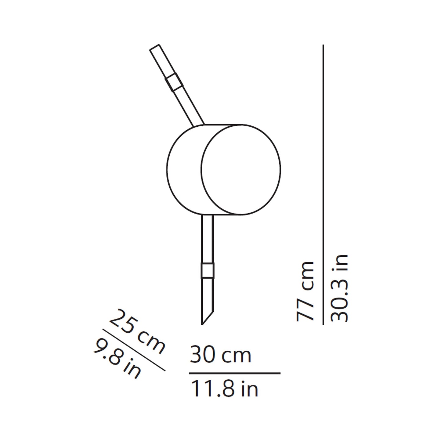 Floed Ceiling / Wall Light - line drawing.