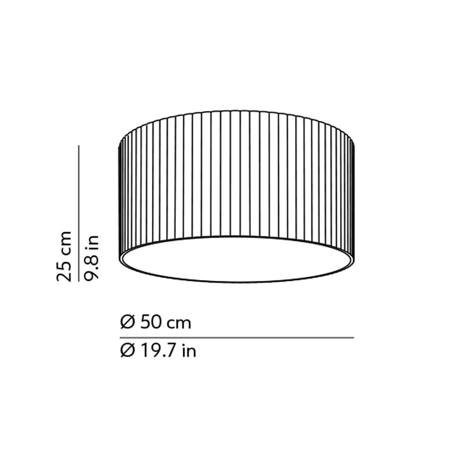 Giass LED Semi Flush Mount Ceiling Light - line drawing.