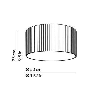 Giass LED Semi Flush Mount Ceiling Light - line drawing.