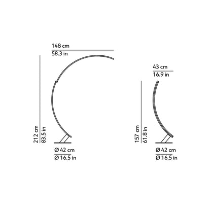 Kyudo LED Floor Lamp - line drawing.