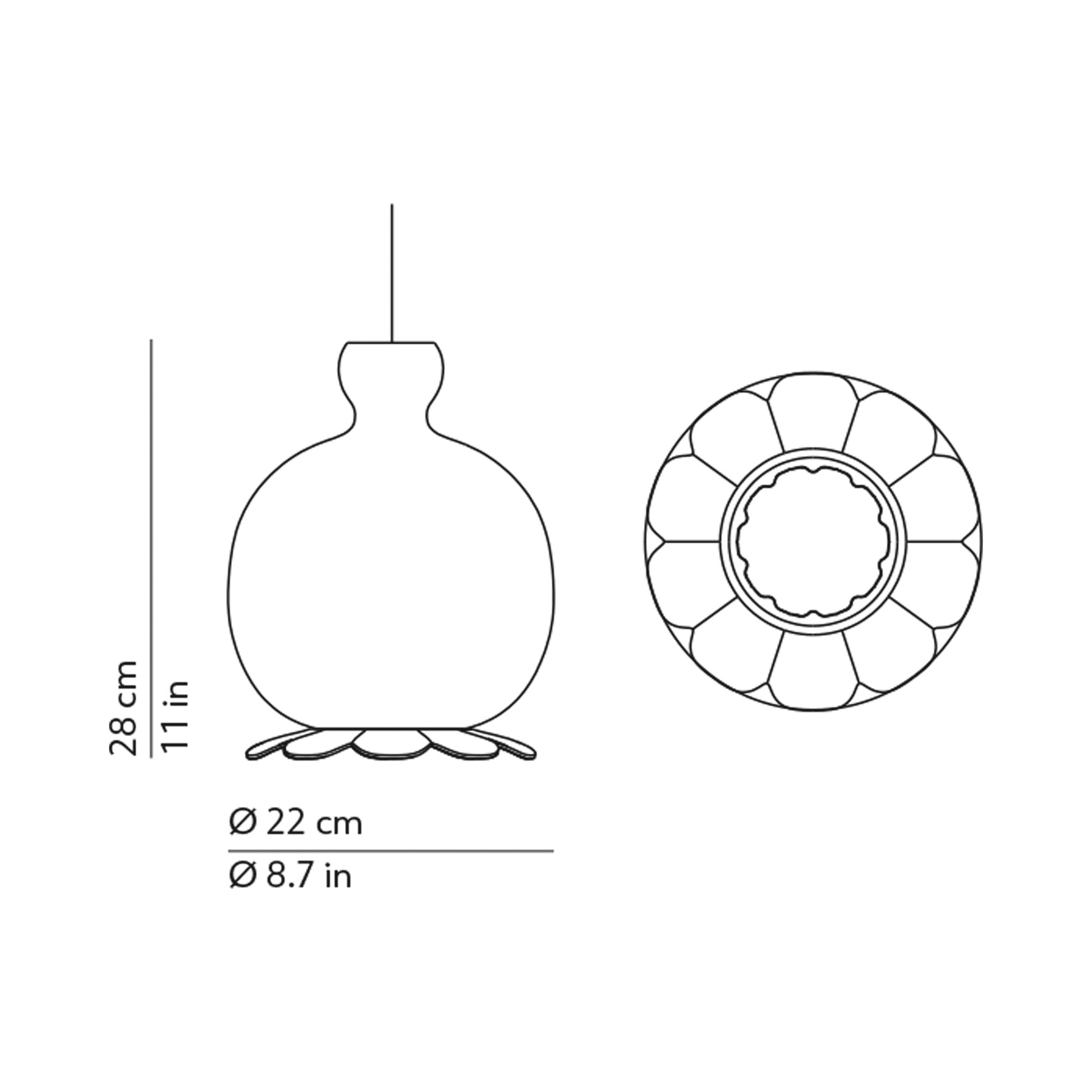 Opyo Pendant Light - line drawing.