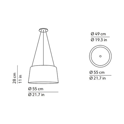 Tripod Pendant Light - line drawing.