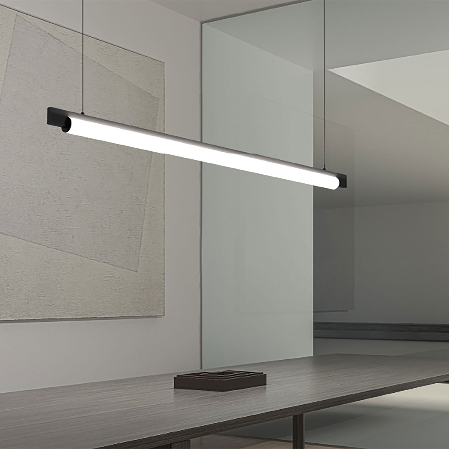 Keel™ LED Linear Pendant Light in living room.